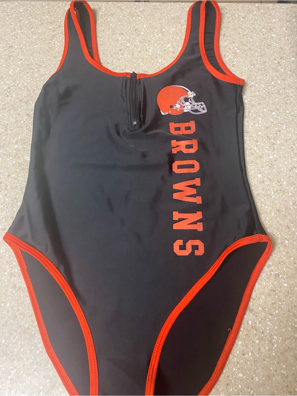 NFL Black One-Piece Swim with Orange Trim